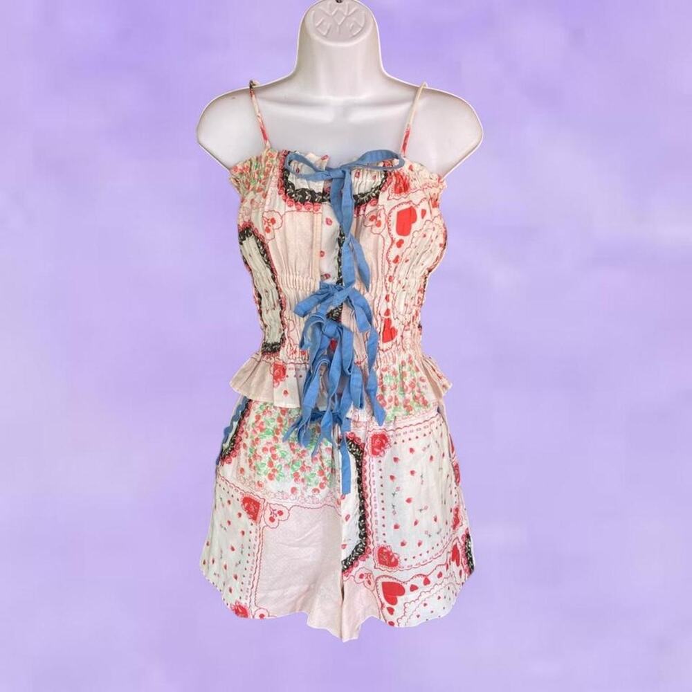 Damson madder hanky heart print set